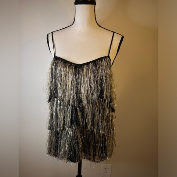 SIMONA CORSELINI Noir Eclipse Fringe Gold Silver Top NWT Size 42 (A0211 B2) - Picture 4 of 14